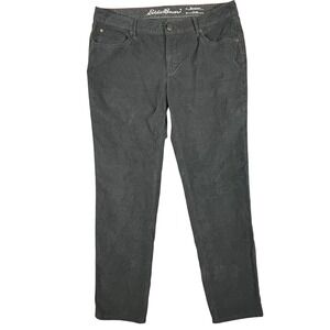 Eddie‎ Bauer Gray Corduroy Pants Womens 12 Boyfriend Fit Slim Leg Charcoal Grey